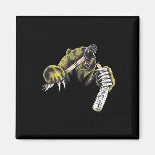 Grizzlybär platzt durch einen beißenden Hockeyschl Magnet