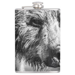Grizzlybär-Portrait Flachmann
