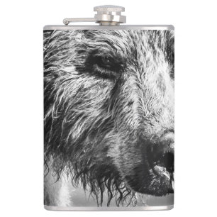 Grizzlybär-Portrait Flachmann