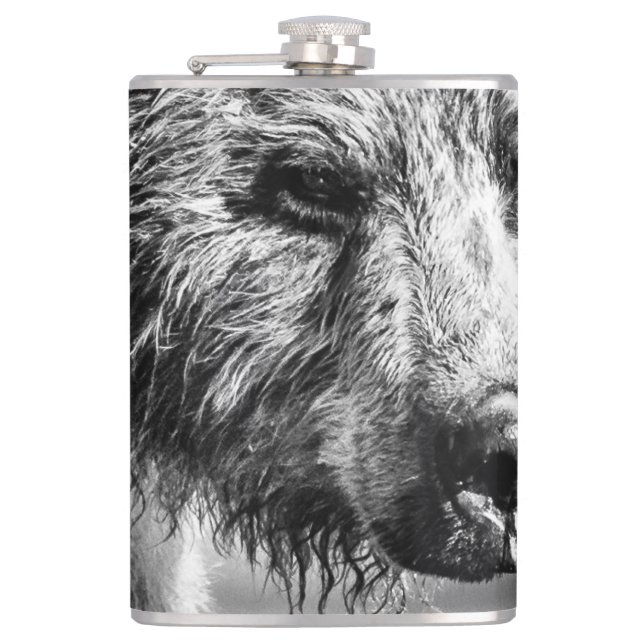 Grizzlybär-Portrait Flachmann (Vorderseite)