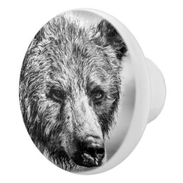 Grizzlybär-Portrait Keramikknauf