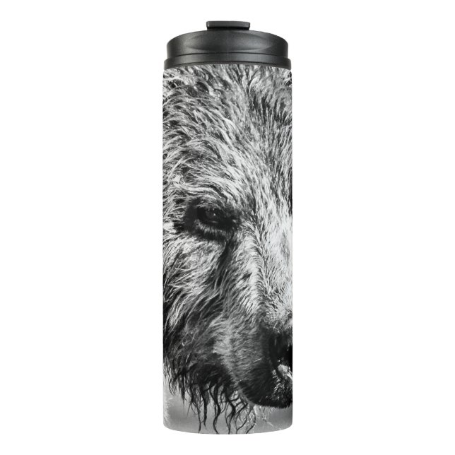 Grizzlybär-Portrait Thermosbecher (Vorderseite)