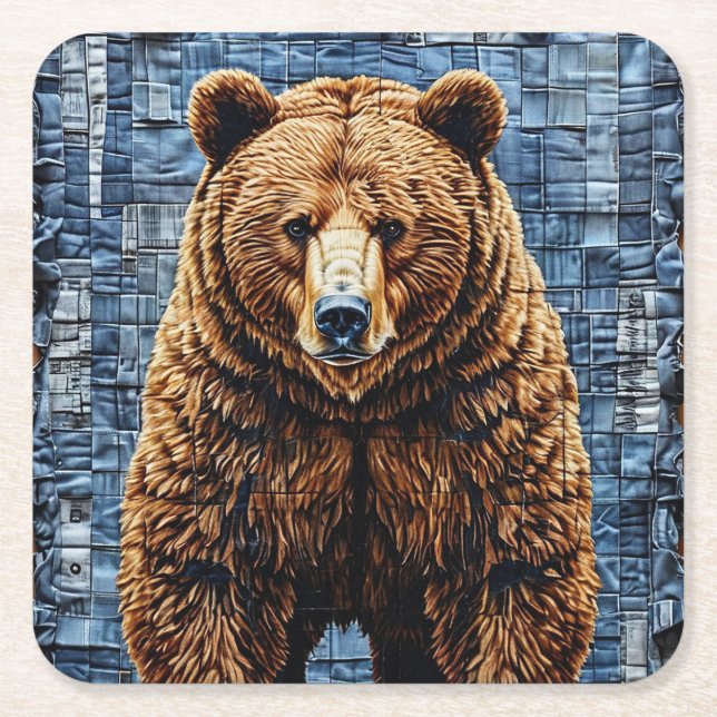 Grizzlybär Rechteckiger Pappuntersetzer (Vorderseite)