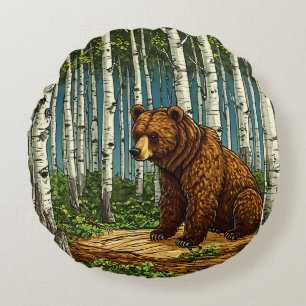 Grizzlybär Rundes Kissen