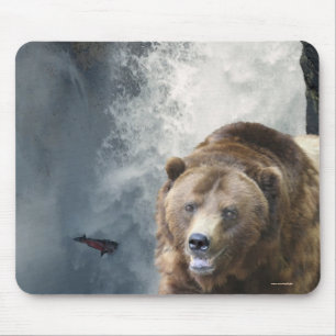 Grizzlybär Salmon & Waterfall Wildlife Mousepad