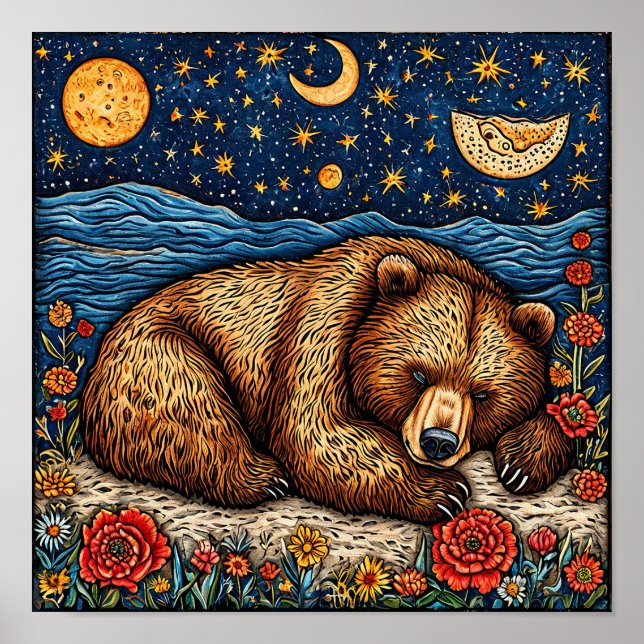 Grizzlybär schlafend poster (Vorne)