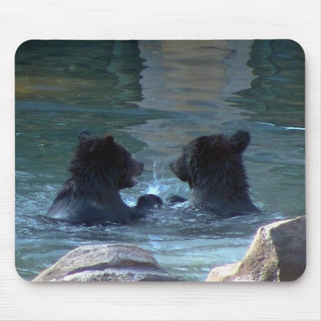 Grizzlybär Schwimmbad Party Mousepad (Vorne)
