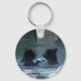 Grizzlybär Schwimmbad Party Schlüsselanhänger