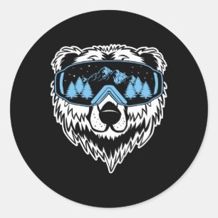 Grizzlybär Snowboard Goggles Skilaufen Winter Runder Aufkleber