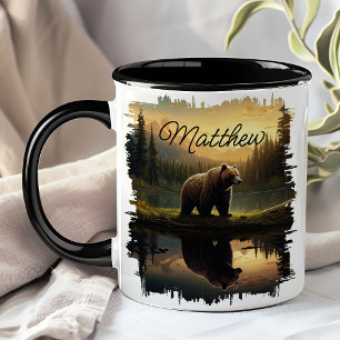 Grizzlybär-Sonnenuntergangs-See-Reflexion Tasse