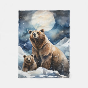 Grizzlybär und Baby Fleecedecke