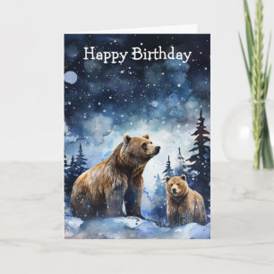 Grizzlybär und Baby Karte
