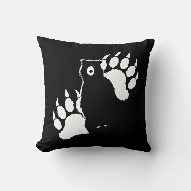 Grizzlybär und Fußspuren Graphic Design Kissen (Vorderseite)