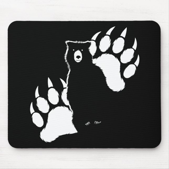 Grizzlybär und Fußspuren Graphic Design Mousepad (Vorne)