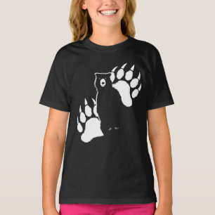 Grizzlybär und Fußspuren Graphic Design T-Shirt