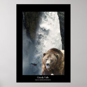 Grizzlybär und Lachs-Wildtierpfleger-Poster Poster