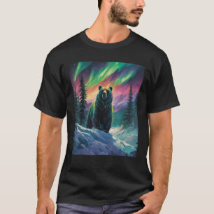 Grizzlybär unter dem Nordlicht Wilde Natur T-Shirt