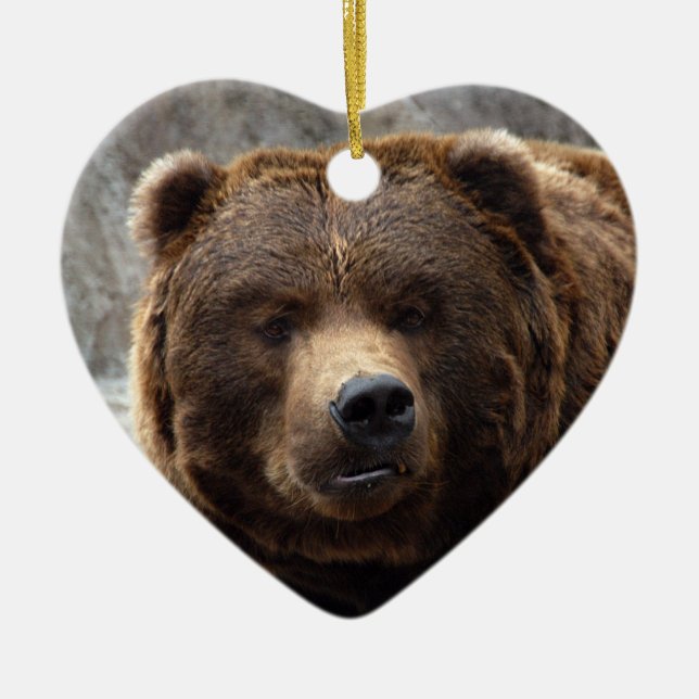 Grizzlybär-Weihnachtsverzierung Keramik Ornament (Vorne)