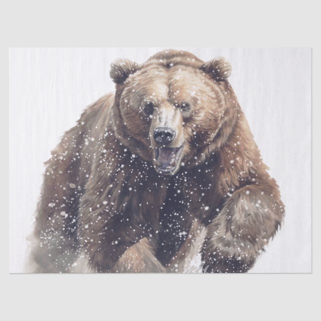 Grizzlybär Winter Seidenpapier (Vorderseite)