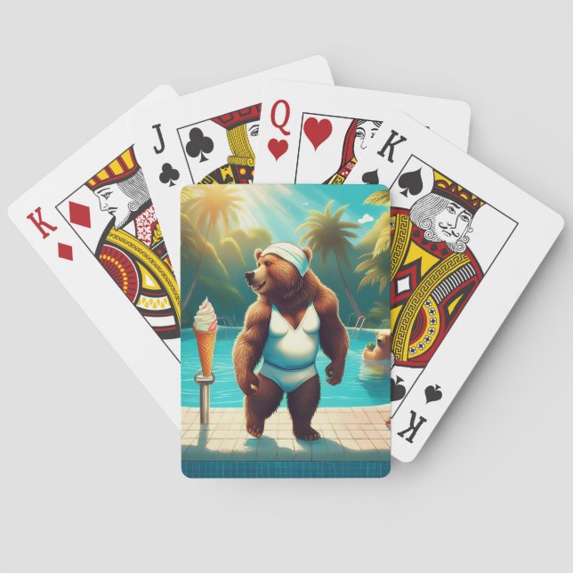Grizzlybären am Pool Spielkarten (Rückseite)
