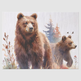 Grizzlybären-Aquarell-Wälder Seidenpapier