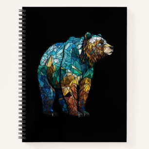 Grizzlybären-Tierportrait Gesteinigter Glaswald Notizbuch