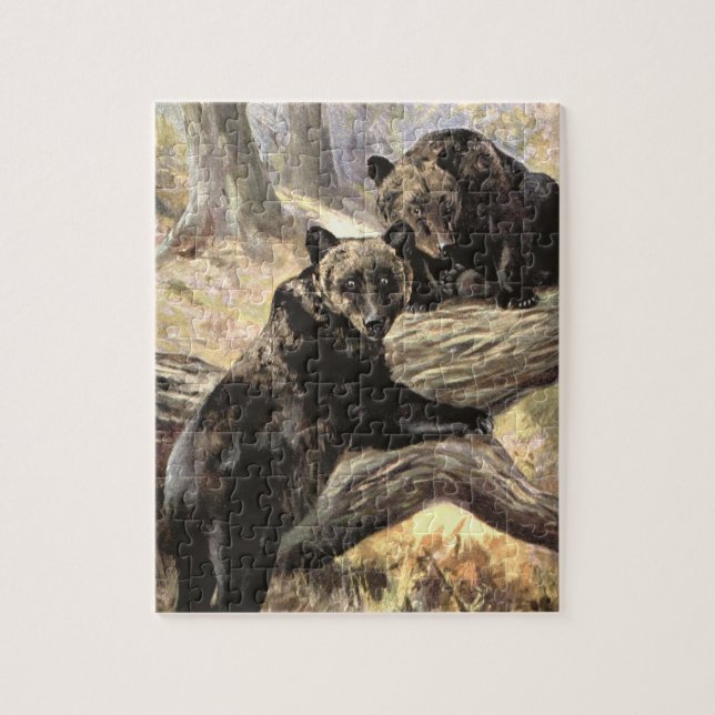 Grizzlybären von CE Swan, Vintage Waldtiere (Vertikal)