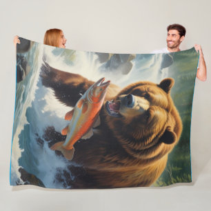 Grizzlybärenfischerei Fleecedecke