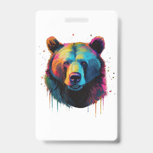 Grizzlybärenliebhaber Pop Art Großer Grizzlybär Ausweis