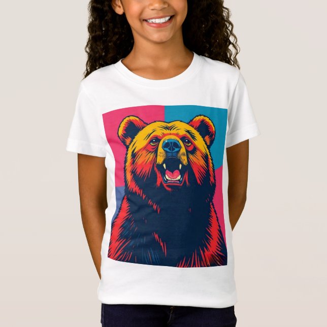 Grizzy Bär Pop Art T-Shirt (Vorderseite)