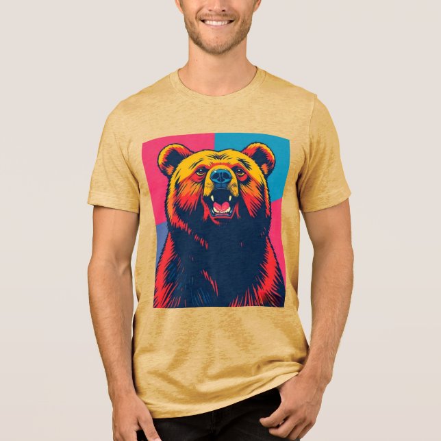 Grizzy Bär Pop Art Tri-Blend Shirt (Vorderseite)
