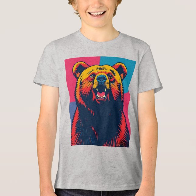 Grizzy Bär Pop Art Tri-Blend Shirt (Vorderseite)