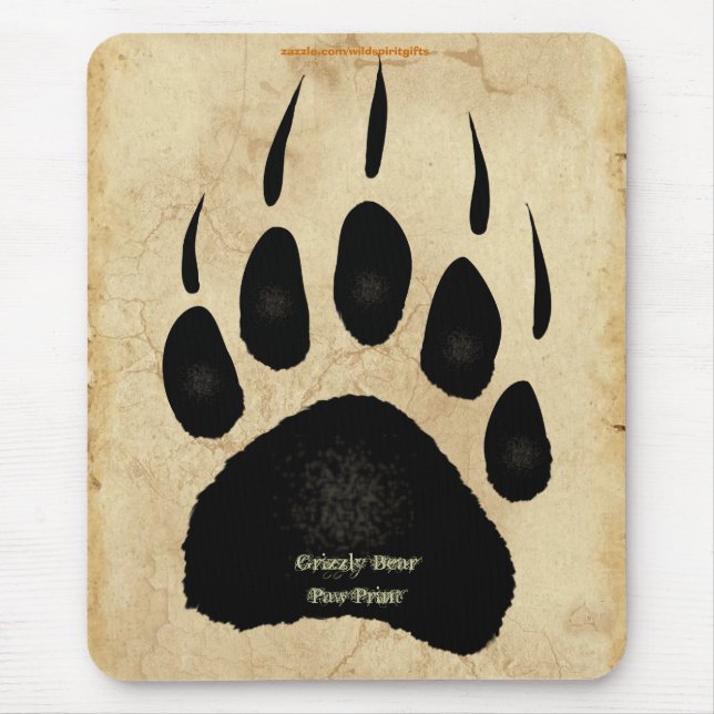 Grizzy Bären Paw Print Wildlife Support Mousepad (Vorne)