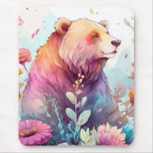 Grizzy Bären Portrait Tiermalerei Kunst, Dichtung  Mousepad