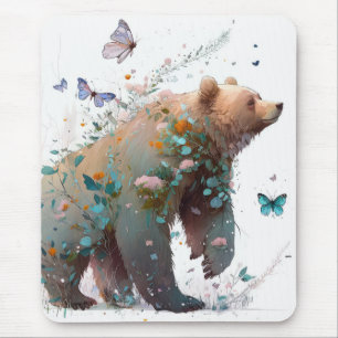 Grizzy Bären Portrait Tiermalerei Kunst, Dichtung  Mousepad