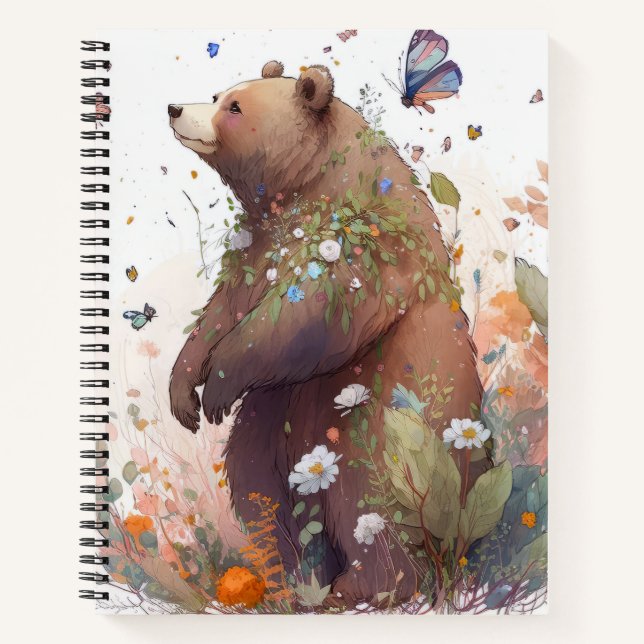 Grizzy Bären Portrait Tiermalerei Kunst, Dichtung  Notizbuch (Vorderseite)