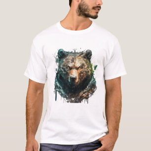 Grizzy Bären Portrait Tiermalerei Kunst, Dichtung  T-Shirt