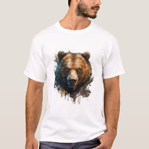 Grizzy Bären Portrait Tiermalerei Kunst, Dichtung  T-Shirt