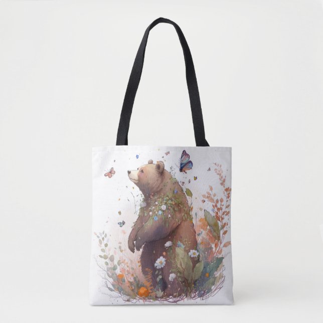 Grizzy Bären Portrait Tiermalerei Kunst, Dichtung  Tasche (Vorderseite)