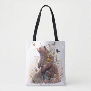 Grizzy Bären Portrait Tiermalerei Kunst, Dichtung Tasche