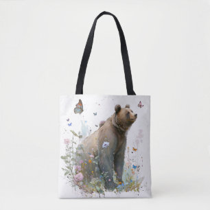 Grizzy Bären Portrait Tiermalerei Kunst, Dichtung Tasche