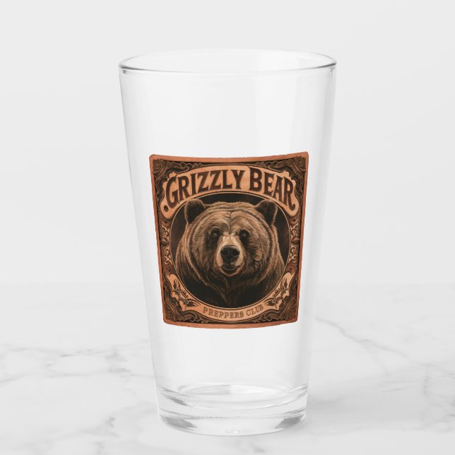 Grizzy Bear Preppers Club Glas (Vorderseite)