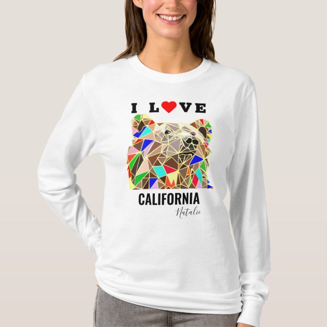 Grizzy I Liebe California Wald tragen farbenfrohe  T-Shirt (Vorderseite)