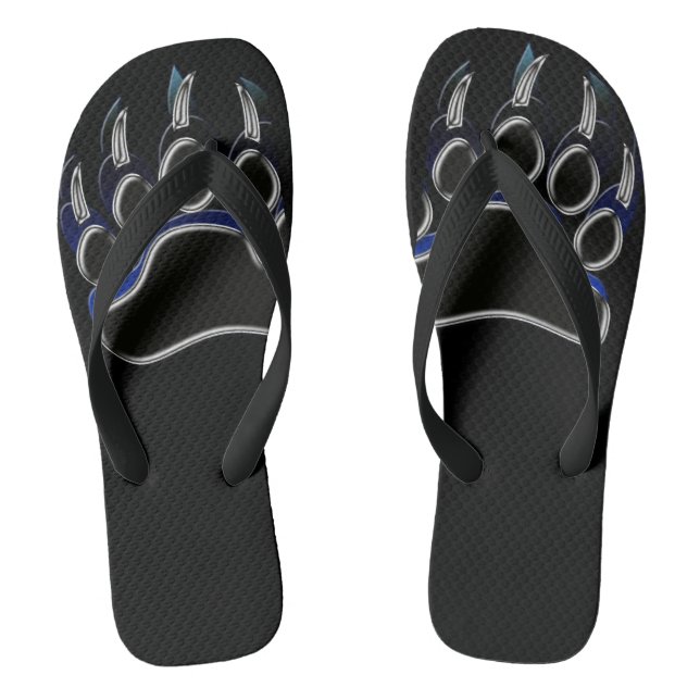 Grizzy Paw Black & Blue Flip Flops (Fußbett)