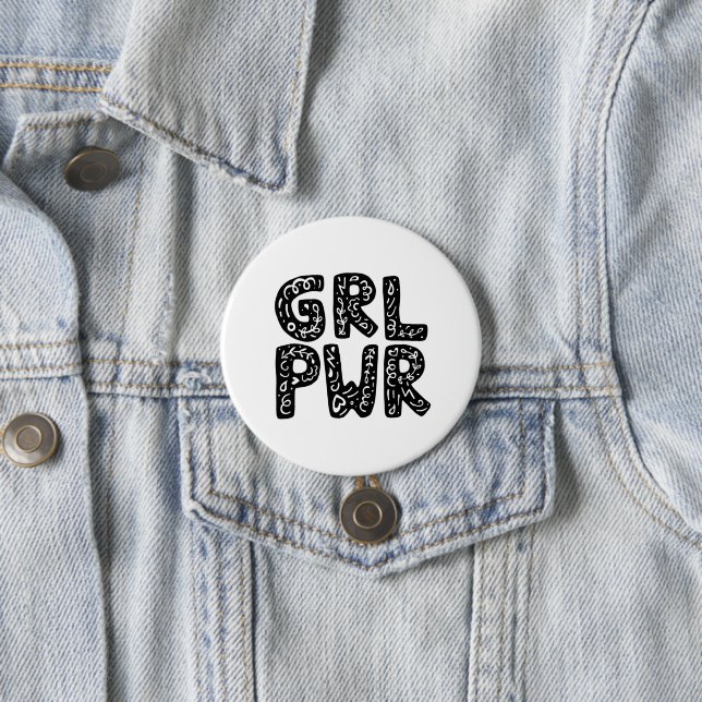 GRL PWR Girl Power Typografie Button (Beispiel)