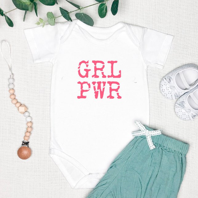 GRL PWR (Girlpower) - Niedliches Hot Pink Baby Strampler (Von Creator hochgeladen)