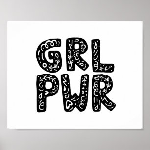 GRL PWR Mädchen-Power-Typografie-Kunst Poster