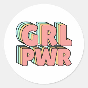 GRL PWR Pastel Runder Aufkleber