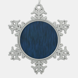 Grobe Holzmaserung Hintergrund in Tiefblau Schneeflocken Zinn-Ornament