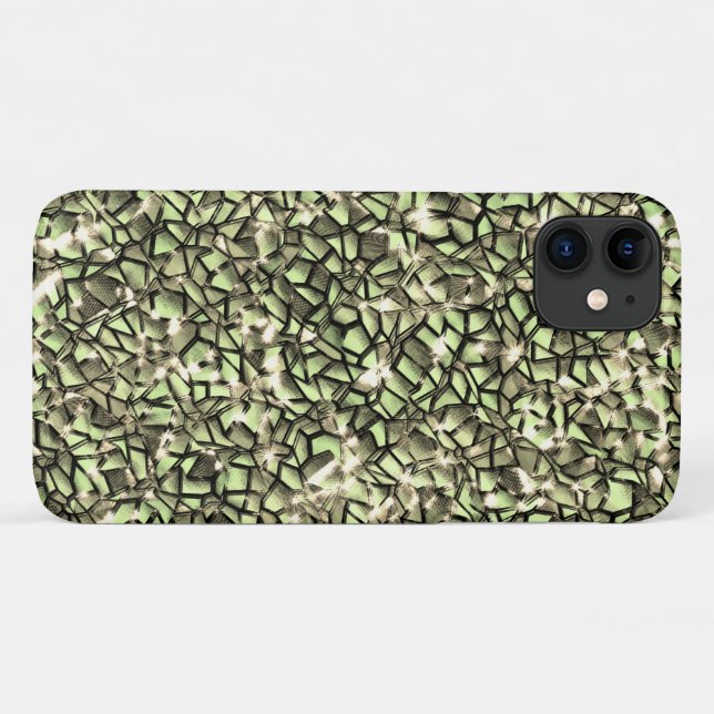 Grobgrüne Sepia-Mosaikschichten und Glitzern Case-Mate iPhone Hülle (Rückseite (Horizontal))